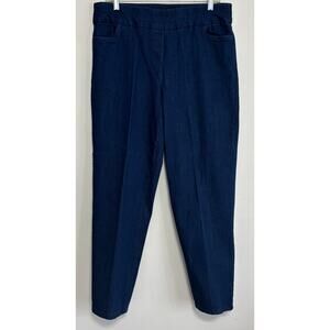 Alfred Dunner Navy Pull-On Denim Pants Stretch Straight Leg 12P